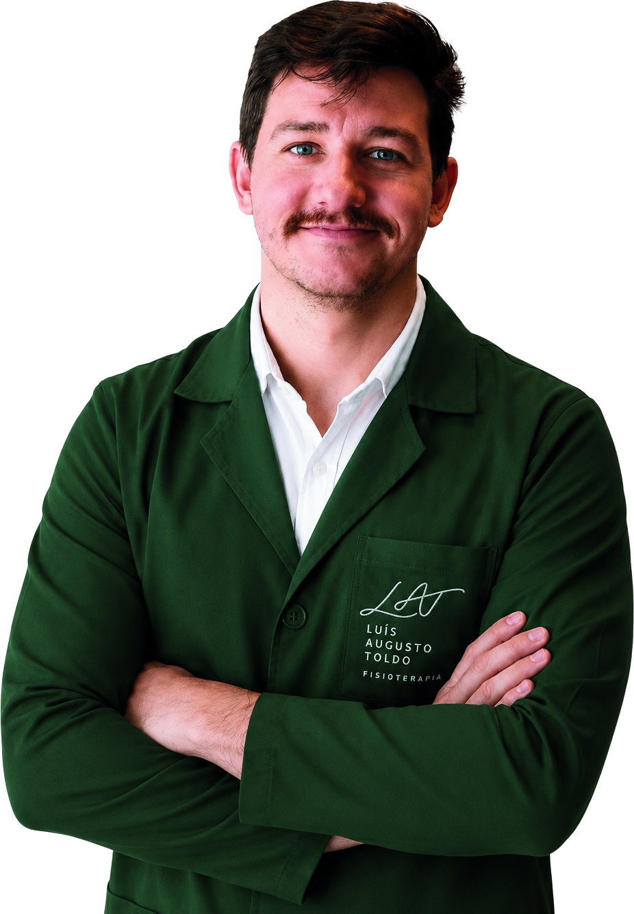 Luís Augusto Toldo, fisioterapeuta, de jaleco verde